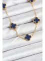 316L Çelik Zincir Gold Renk Lacivert Yonca Kadın Kolye