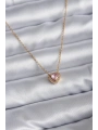 316L Çelik Zincir Gold Renk Pembe Zirkon Taşlı Charm Kadın Kolye