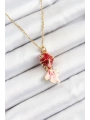 316L Çelik Zincir Kırmızı Balık Model Gold Renk Kadın Kolye