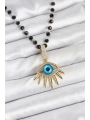 316L Çelik Zincir Kristal Boncuklu Göz Model Kadın Kolye