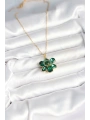 316L Çelik Zincirli Yeşil Çiçek Model Kadın Kolye