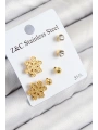 316L Çelik Zirkon Taşlı Kar Tanesi Model Gold Renk Kadın Set Küpe