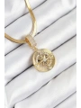 316L Çelik Zirkon Taşlı Pusula Model Gold Renk Kadın Kolye