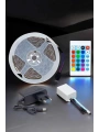 5 Metre Şerit Led RGB Işıklı Kumandalı Güç Adaptörü Her Ortama Uygun