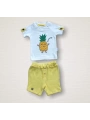 6-9 9-12 12-18 Ay Ananas Nakışlı Kısa Kollu Sweatli Şortlu 2li Kız-erkek Bebek Takımı