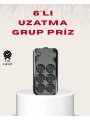 6’lı Grup Priz Termal Korumalı USB Type-C Çoklu Priz 2 Metre Kablo