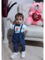 9-12-18 Ay Papyonlu Sweat Kot Pantolon 2li Erkek Bebek Salopet Takımı