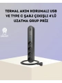 Akım Korumalı Çoklu Priz 4’lü 2 USB 1 Type-C 2500W Güçlü Tasarım