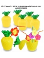 Ananas Hawaii Luau Aloha Pipetli İçecek Kabı Bardak 10x13 cm 1 Adet (5047)