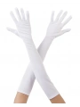 Beyaz Renk Dirseğe Kadar Uzun Kumaş Eldiven 40 cm (5047)