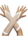 Beyaz Renk Parmak Arası File Örgü Eldiven 26 cm (5047)