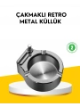 Çakmaklı Küllük Paslanmaz Metal Yuvarlak Tasarım