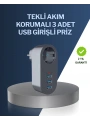 Çocuk Korumalı Termal Priz – 3lü USB Şarj ve Akım Koruması