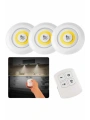 Dolap Işığı Mutfak Rafı Işığı Uzaktan Kumandalı 3 Lü Spot Led Lamba