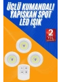 Dolap Işığı Mutfak Rafı Işığı Uzaktan Kumandalı 3 Lü Spot Led Lamba