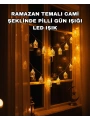 Ev Dekoru İçin Ramazan LED Işık Pilli Sıcak Sarı Cami Figürlü