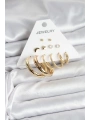 Gold Renk 6 Çiftli Pirinç Kadın Küpe Seti