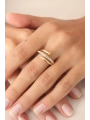 Gold Renk Taşlı Çivi Ayarlanabilir Kadın Yüzük