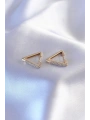 Gold Renk Zirkon Taşlı Üçgen Model Kadın Küpe