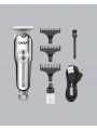 Gümüş Desenli Şarjlı Tıraş Makinesi – 120 Dakika Çalışma Süresi, 3 Başlıklı