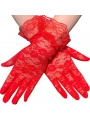 Güpürlü Bilek Boyu Kırmızı Dantel Eldiven Yetişkin (5047)