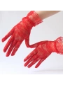 Güpürlü Bilek Boyu Kırmızı Dantel Eldiven Yetişkin (5047)