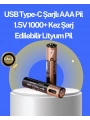 Hızlı Şarj Teknolojili USB Şarjlı AAA Pil – 40 Dakikada Tam Şarj