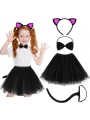 Kedi Kulak Taç Etek Kuyruk ve Papyon 4 lü Set Çocuk Fuşya (5047)