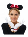 Kırmızı Fiyonklu Minnie Mouse Tacı ve Beyaz Eldiven Seti (5047)