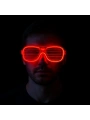 Kırmızı Led Işıklı Parti Gözlüğü - Neon Glow Şerit Gözlük 3 Modlu (5047)