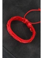 Kırmızı Renk Ayarlamalı İpli Deri Erkek Bileklik