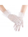 Kısa Boy Güpürlü Beyaz Puantiyeli Tül Eldiven Beyaz Renk (5047)