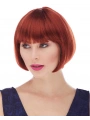 Kızıl Renk Düz Kesim Astarlı Küt Parti Peruğu (5047)