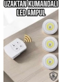 Led Lamba 3lü Uzaktan Kumandalı Yapışkanlı Beyaz Işık