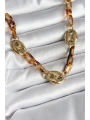 Leopar Desenli Mika Gold Renk Zincir Kadın Kolye