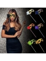 Lüks Taşlı Saplı Maskeli Balo Maskesi Altın Renk 35 cm (5047)