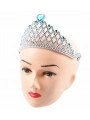 Mavi Kalpli Gümüş Renk Kraliçe Tacı Prenses Tacı (5047)