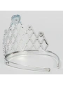 Mavi Kalpli Gümüş Renk Kraliçe Tacı Prenses Tacı (5047)