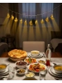 Minareli Hilal LED Işık Gold Metal Gövdeli Pilli Ramazan Dekoru