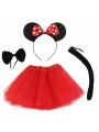 Minnie Mouse Kostüm Seti Etek Taç Kuyruk Papyon Gösteri Seti (5047)