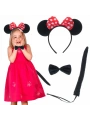 Minnie Mouse Kostüm Seti Taç Kuyruk Papyon Gösteri Seti (5047)