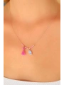 Nazar Boncuklu Pembe Renk Taşlı Rose Bayan Kolye