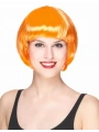 Neon Turuncu Renk Açık Turuncu Küt Parti Peruğu Kısa Takma Saç (5047)