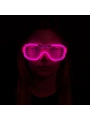 Pembe Led Işıklı Parti Gözlüğü - Neon Glow Şerit Gözlük 3 Modlu (5047)