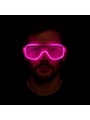 Pembe Led Işıklı Parti Gözlüğü - Neon Glow Şerit Gözlük 3 Modlu (5047)