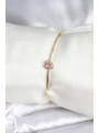 Pembe Zirkon Taşlı Kalp Model Gold Renk Kadın Bileklik