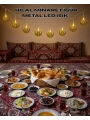 Pilli Minareli Hilal LED Işık Gold Metal Ramazan Dekorasyonu