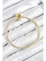 Pirinç Charm Zirkon Taşlı Taç Model Gold Renk Kadın Bileklik