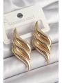 Pirinç Gold Renk 3 Sıra Dalga Model Kadın Küpe