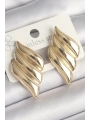 Pirinç Gold Renk 3 Sıralı Dalgalı Model Kadın Küpe